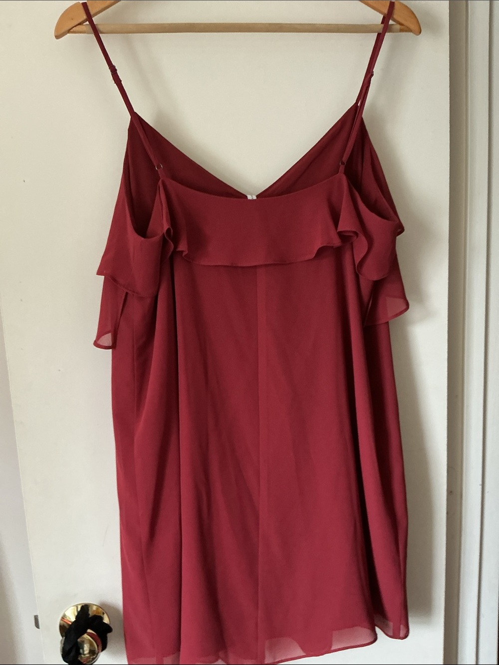 BCBGeneration Red Ruffle-Front Spaghetti Strap Top - Picture 5 of 5